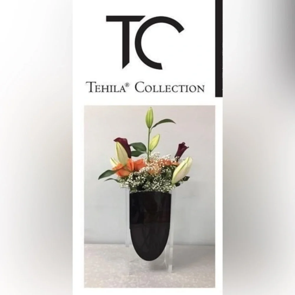 Tehila Collection clear and dark purple vase HARD TO FIND